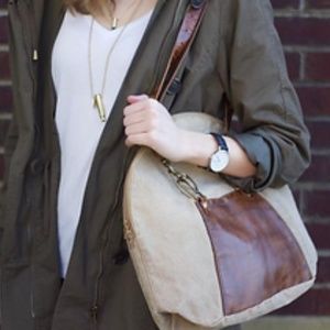 Mona B Up-Cycled Canvas Bag Bowling Shoulder Bag